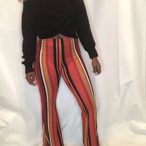 Striped multi-color flared disco pants